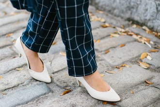 Grids Lamoda 101 Windowpane Check Coat and trousers Minimalist Navy white kitten heels block Zara Spring 2016 // Charleston Fashion Blogger Dannon Like The Yogurt