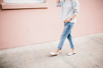 Lazy Days H&M mock turtleneck sweater madewell boyfriend jeans forever 21 white grey loafers // Charleston Fashion Blogger Dannon Like The Yogurt