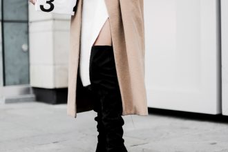 Haul Out the Holly camel long coat wool black suede over the knee boots turtleneck sweater dress white H&M Charleston Fashion Blogger Dannon Like The Yogurt