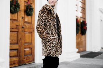 Winter Leopard faux fur coat black beanie cold winter wear chic over the knee suede boots target turtleneck forever 21 black skinny jeans Charleston Fashion Blogger Dannon Like The Yogurt