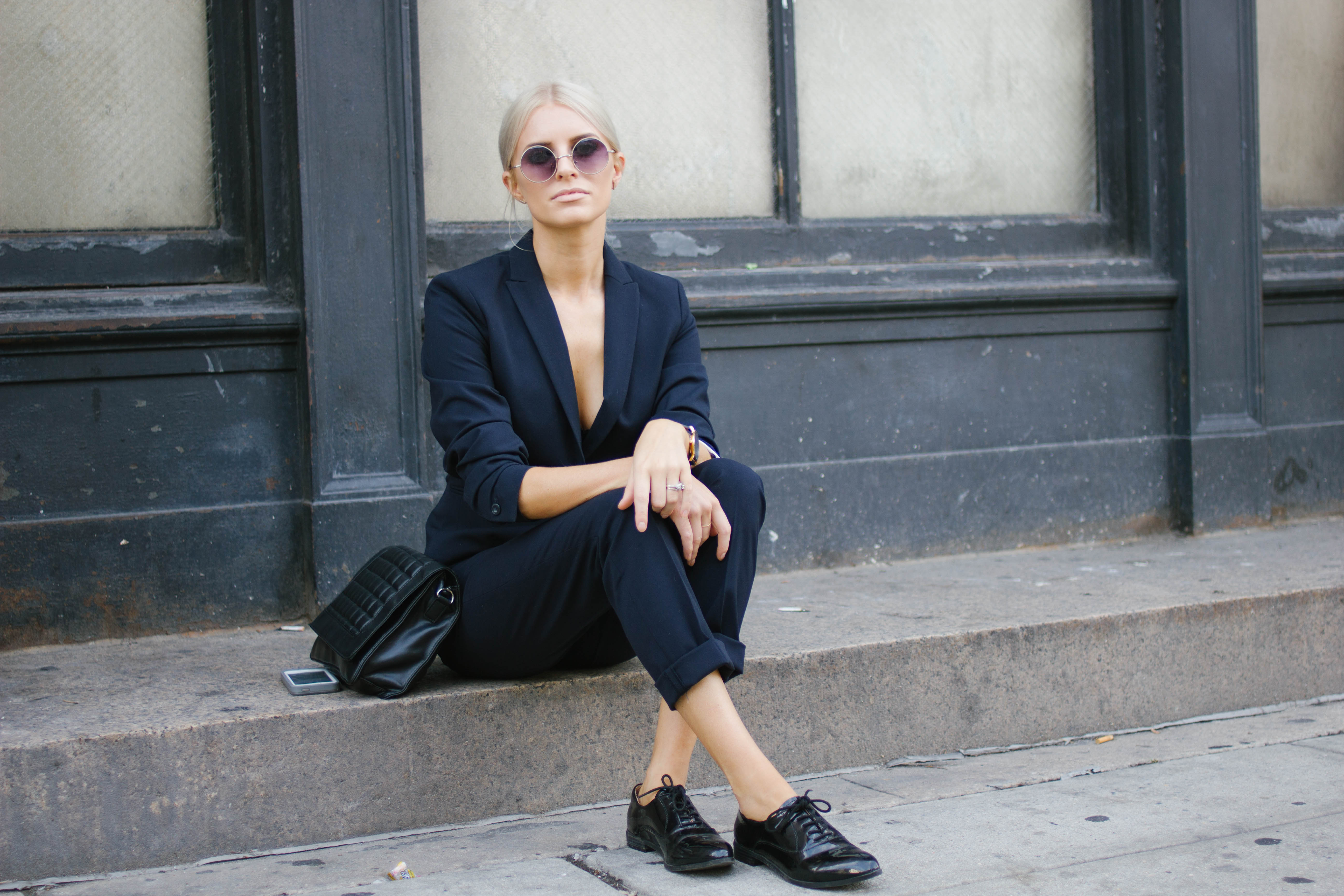 NWFW 2015 AW15 H&M navy suit Forever 21 Oxfords // Charleston Fashion Blogger Dannon, Like The Yogurt