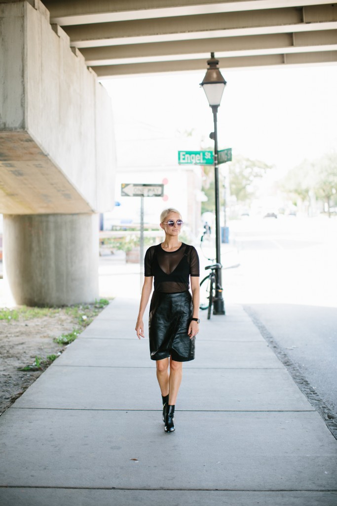 Sheer Edge leather skirt ankle boots // Charleston Fashion Blogger Dannon, Like The Yogurt
