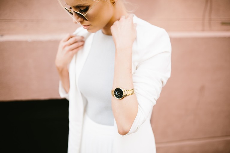 Nicole Vienna Soir N79 Link Gold Watch Black Marble Face // Charleston Fashion Blogger Dannon Like The Yogurt