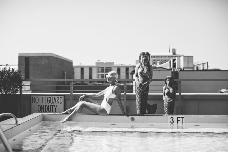 Everything But Water Jets by Jessika Allen One piece plunge swimsuit White cutout Le Specs Sunglasses Rachel Zoe eyelet Romper The Restoration Hotel downtown // Charleston Fashion Blogger Dannon Like The Yogurt