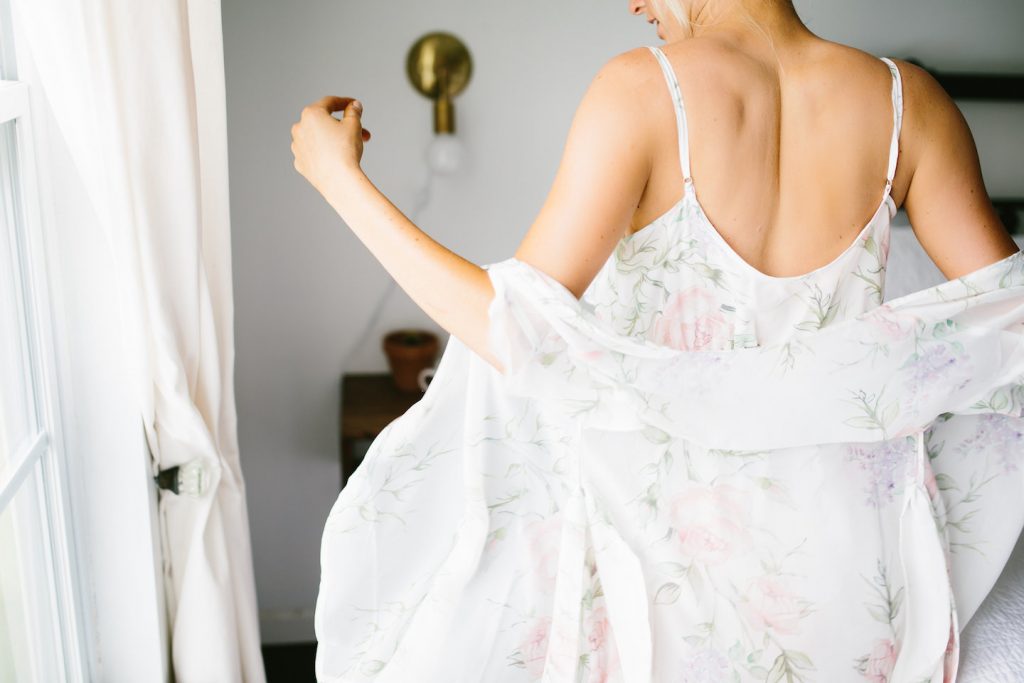 Homebodii Sofia Frill Romper sleepwear lingerie bridal wedding day // Charleston Fashion Blogger Dannon Like The Yogurt 