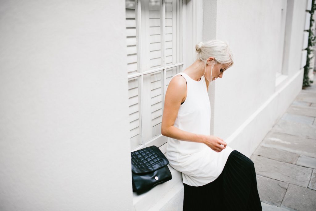 ASOS Clean Crepe Maxi Dress with Sheer Pleated Hem Street Style 2016 Summer Messy Bun // Charleston Fashion Blogger Dannon Like The Yogurt 