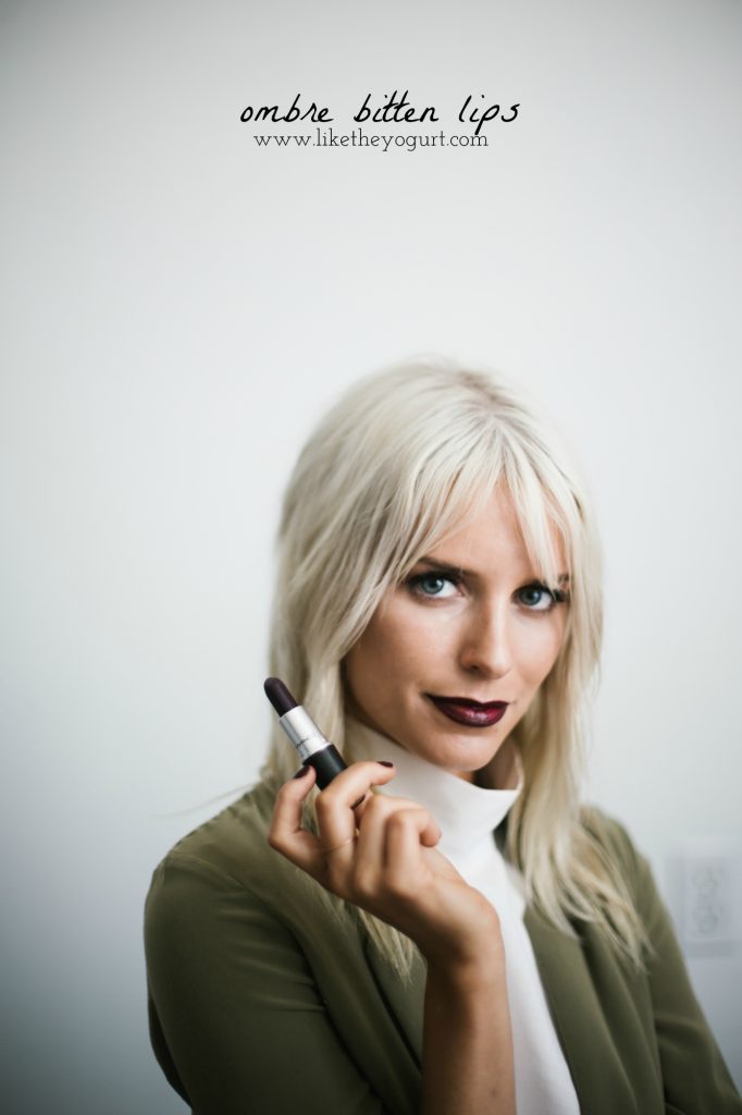 Ombre Bitten Lip oxblood burgundy dark lips platinum blonde beauty how-to tutorial fall autumn 2016 // Charleston Fashion Blogger Dannon Like The Yogurt 