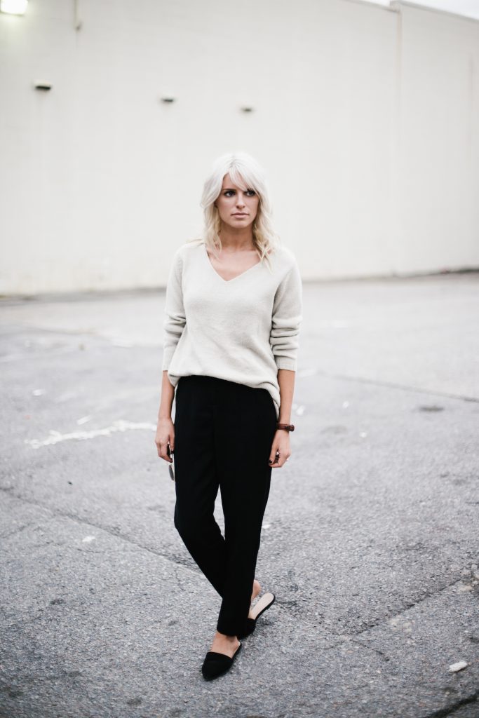 Thanksgiving v-neck target sweater forever 21 black trousers pointed slip-on sandals Fall Autumn blogger street style  // Charleston Fashion Blogger Dannon Like The Yogurt  