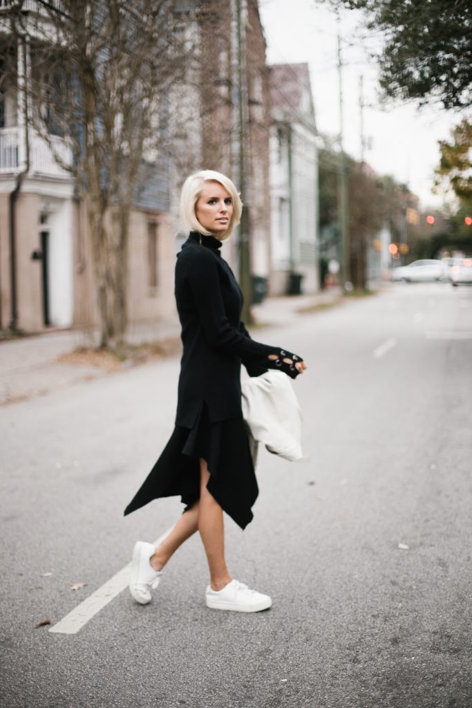 Asymmetrical knit black skirt chic wish turtleneck sweater david lerner ny minimalist blogger winter street style  // Charleston Fashion Blogger Dannon Like The Yogurt  
