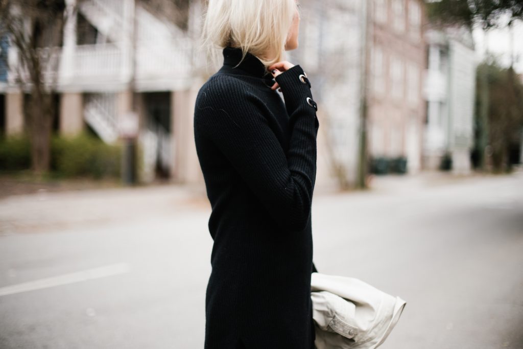 Asymmetrical knit black skirt chic wish turtleneck sweater david lerner ny minimalist blogger winter street style  // Charleston Fashion Blogger Dannon Like The Yogurt  
