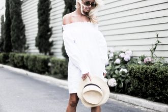 Summer Smocks Summer white off-the-shoulder dress under $100 // Charleston Fashion Blogger Dannon Like The Yogur