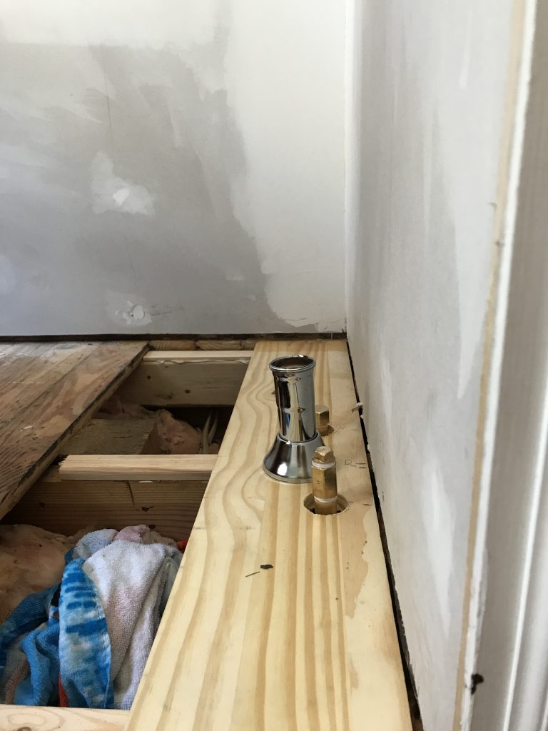 Guest Bath Process Clawfoot Tub Historic Downtown Home renovation bathroom hardwood white mid century Charleston Fashion Blogger Dannon K. Collard Like The Yogurt